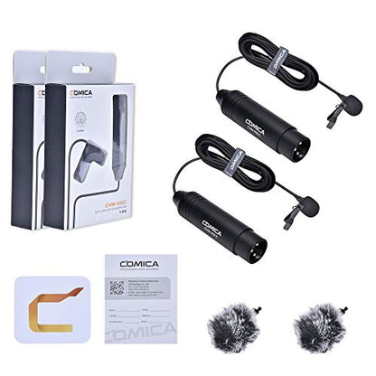 COMICA CVM-V02C XLR 48V Phantom Power Cardioid Lavalier Microphone,with Lapel Clip and Wind Muff,Lapel Mic for Camera Canon Sony Panasonic Camcorders Video Recording Interview YouTube - size: V02C2