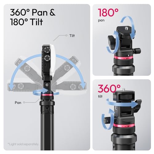 ULANZI MT-80 Aluminum Tripod Stand, 7FT Extendable Camera Phone Tripod for Travel, Auto Pop-Up, 1/4" Screw, 360 Ball Head Portable Photo Video Light Stand for DSLR Camera, Ring Light, Video Rig - size: 84 inch-Upgrade Pop-Up