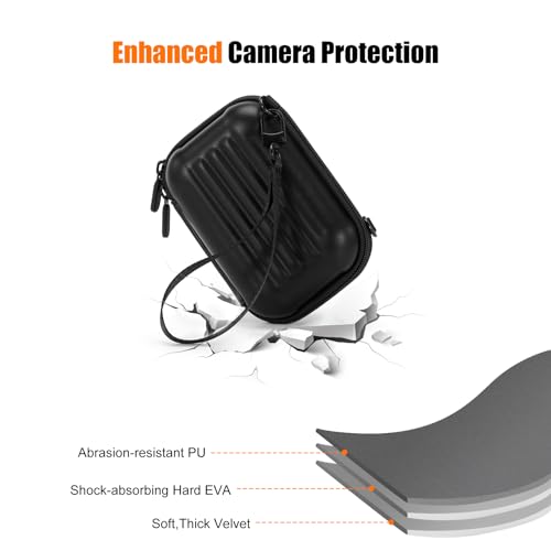 Cwatcun Carrying & Protective Case for Digital Camera with 2 Carrying Ways, Hardshell Lightweight Small Camera Sling Case Compatible with KODAK PIXPRO/Canon PowerShot/Sony DSCW800 DSCW830 - color: Black02