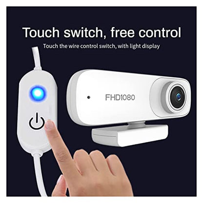 Autofocus 1080P Webcam Cover HD Web Camera with Microphone for Computer Laptop PC Camera for Video Meeting Streaming for Business Meetings (Color : White)