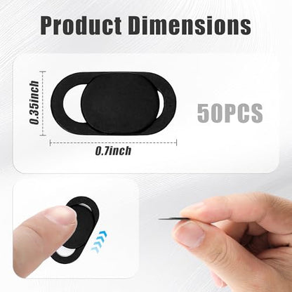50PCS Webcam Cover Slide, Ultra-Thin Universal Cell Phone Camera Cover, 0.023 Inch Durable Laptop Camera Cover Slide for Smartphone, Computer, Laptop Protect Your Privacy and Security