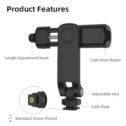 Flexible Phone Tripod Mount Adapter, Universal Smartphone Mount Adapter, Camera Cold/Hot Shoe Phone Tripod Holder for iPhone 17/16/15/14, Samsung Pixel Canon Nikon DSLR and More Cameras - color: Black