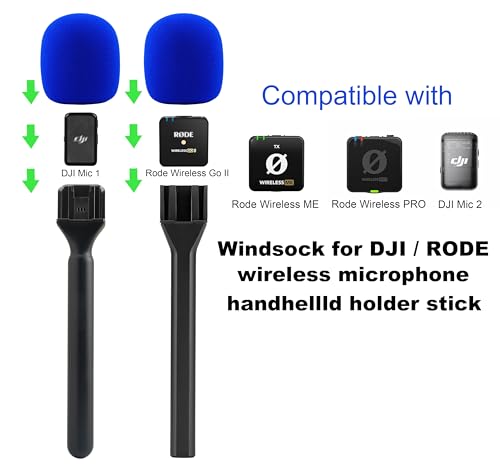 Windscreen for DJI/Rode/Hollyland Wireless Microphone Handheld Handle Blue Stand Windshield - color: Blue