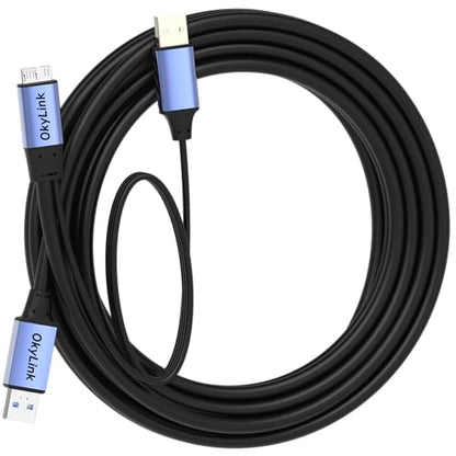 OkyLink Active USB 3.0 A to Micro-B Cable, Male to Male, 5Gbps, 15ft | 5M, 3.2 Gen 1, for External Hard Drive HDD SSD - color: Gray USB3.0, size: 15ft (5m)