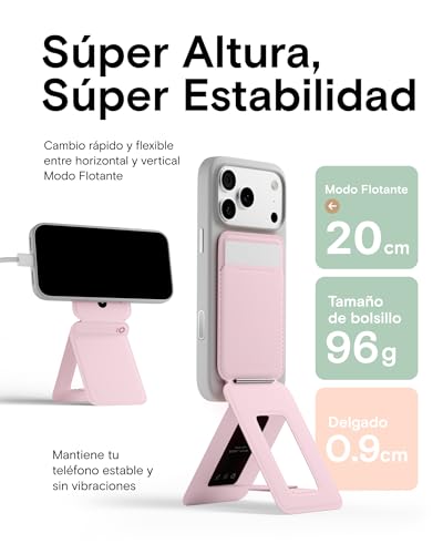 MOFT Phone Tripod Wallet, 3 in 1 Phone Stand Wallet, NFC-Supported Magnetic Phone Stand, MOVAS Vegan Leather Adjustable Card Holder, Light Pink - color: Light Pink, size: With Card Slot