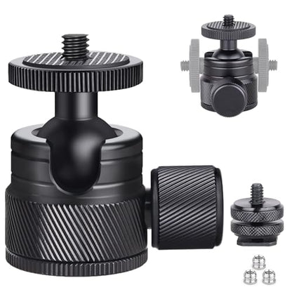 ARTCISE Mini CNC Machining Tripod Ball Head - Portable Aluminum Alloy 360 Rotating Head for Phone & Light Camera, Max Load 6.6lbs/3kg