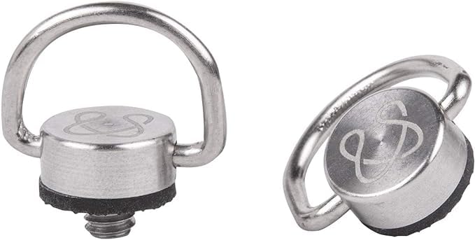 Stainless Steel D Ring 1/4 Screw Adapter for Camera Strap, Tripod Screw Holder Fixing Screw Camera Carabiner Clip for Quick Install Camera Strap, Set of 4
