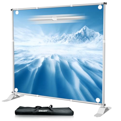 EMART 10x10 ft Heavy Duty Banner Backdrop Stand Kit, Adjustable Frame for Step and Repeat Backdrops, Ideal for Photography, Trade Shows, and Photo Booths, Sliver - color: Silver, size: 10x10 ft