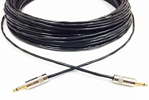Custom Cable Connection 100 Foot 3.5mm Mono Male to Male Cable with Black PVC Jacket - size: 100 Foot
