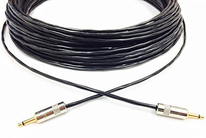 Custom Cable Connection 100 Foot 3.5mm Mono Male to Male Cable with Black PVC Jacket - size: 100 Foot