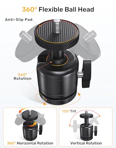 Upgraded Webcam Stand for Desk, Telescopic Webcam Tripod Mount with Ball Head, Compatible with Logitech Camera C922 C930e C920S C920 C615 C960 C920x BRIO 4K NexiGo N60, Phone Holder with 1/4" Thread - size: Smaller Base