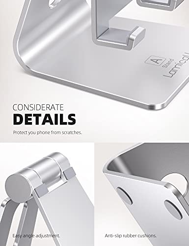 Lamicall Adjustable Cell Phone Stand, Desk Phone Holder, Cradle, Dock, for iPhone 16 15 14 13 12 Mini 11 Pro Xs Max XR X 8 7 6 Plus SE, Office Accessories,Smartphone - Silver - color: Silver