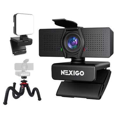 NexiGo 4K Business Webcam Kit, N60 Pro UHD Web Cam with Autofocus, 1080p 60 fps, Noise-Canceling Mics, Video Conference Light, Flexible Tripod Stand, for Switch 2/Zoom/Teams/Google Meet