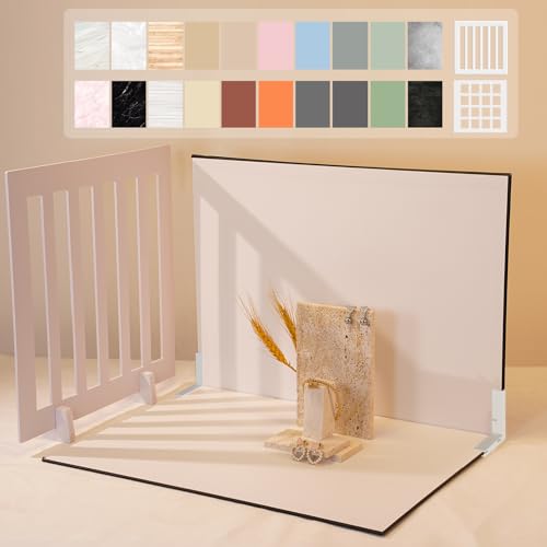 Yoocheese Photo Backdrop for Product Photography, Tabletop Kit, 16.5x11.7in | Create product photos with realistic backgrounds for food, jewelry and small products for content creators and online sellers - color: Light