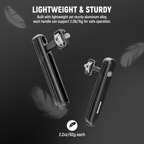 Neewer 2 Pack Rotatable Side Handle/Top Handle Only for iPhone 16 15 Pro Max Samsung S24 S23 Phone Cages, 1/4" Screw & Anti Twist Pin for Phone Stabilizer Video Rig Video Recording Filming, PA027 - style: PA027（2-Pack）w/Anti Twist Pin