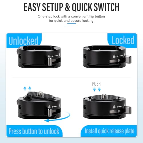 Unibase Arca Type Quick Release Plate Kit, Quick Switch Auto Lock Square QR Camera Mount Plate Compatible with Peak Design Capture Camera Clip DJI Ronin RS3 Pro, 1/4" 3/8" Thread for Tripod Slider