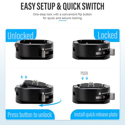 Unibase Arca Type Quick Release Plate Kit, Quick Switch Auto Lock Square QR Camera Mount Plate Compatible with Peak Design Capture Camera Clip DJI Ronin RS3 Pro, 1/4" 3/8" Thread for Tripod Slider