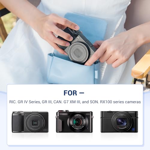 KIWIFOTOS PU Camera Case for Ricoh GR IV GR III SONY RX100 VI SX740 | without Strap,magnetic closure,faux suede lining,dual-layer protection,anti-scratche Travel camera case - color: PU Camera Case Blue
