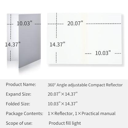 Pino Studio Foldable Photography Reflector Board, White & Black Light Control Card for Product Photography, Food, Cosmetics, Jewelry & Handmade Goods, Made in Japan