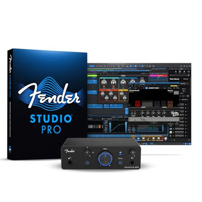 Fender Quantum LT2 USB Audio Interface, for Guitarist, Vocalist, or Producer. Includes easy to use software, Fender Studio app, Amp and FX pack to create Studio Quality recordings. PC/Mac | 2-In/2-Out USB-C, Max-HD Mic Preamp, Fender Hi-Z Instrument Input