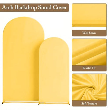 Toolterritary Metal Arch Backdrop Stand and Cover Set, 8FT, 7.2FT Party Backdrop, Easy to Assemble, Backdrop Stand for Parties, Birthday, Baby Shower - color: Gold, size: 8ft,7.2ft