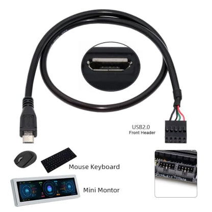 chenyang USB 2.0 9Pin 10Pin Motherboard Header to Micro USB 5Pin Data Cable 0.5M - style: Micro USB