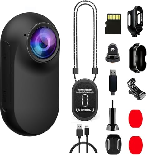 Xilecam Mini Body Cam Wearable Body Worn Action Camera, Thumb Size Helmet Camera Comes with Various Portable Stands Suitable for Recording Work and Life, As a Creative Gift for Him or Her(Black,16G) - color: Black