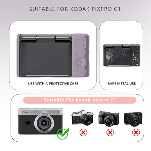 Case for Kodak PIXPRO C1 accessories,Soft Silicone Protective Case,Comes with 2 Screen Protectors and 1 Wrist Strap - Rose grey - color: Rose grey