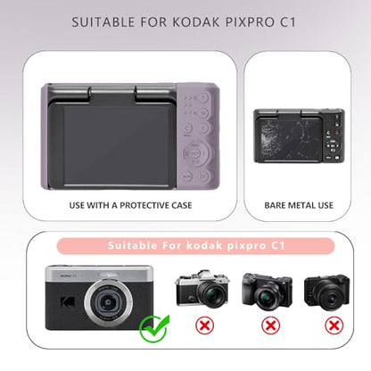 Case for Kodak PIXPRO C1 accessories,Soft Silicone Protective Case,Comes with 2 Screen Protectors and 1 Wrist Strap - Rose grey - color: Rose grey