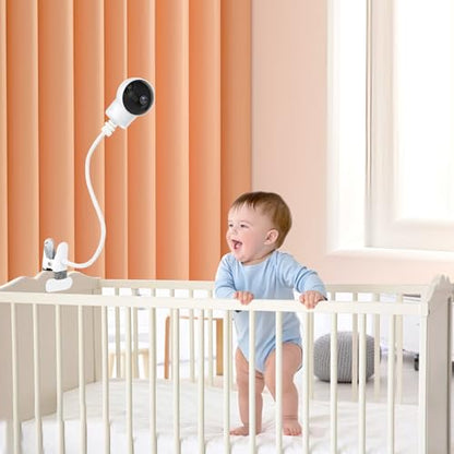 Baby Monitor Mount Holder Compatible with eufy Security Indoor Cam E30/C210/C220/E21/E20/E220/S350, Spaceview E110, Spaceview Pro E210, Spaceview S, T8417 /T8360, 16" Flexible Clip Mount - color: Off-white