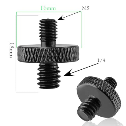 3-Piece 1/4" Male to M5 Male Aluminum Tripod Nut Connector, Black, for Cameras, Ball Heads, Monopods - style: 1/4" male to M5
