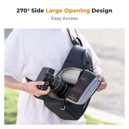 K&F CONCEPT Camera Sling Bag Crossbody Bag Camera Shoulder Backpack DSLR/SLR/Mirrorless Photography Bags Compatible with Canon/Nikon/Sony/Fuji/Gopro/DJI - color: Blue, size: Medium