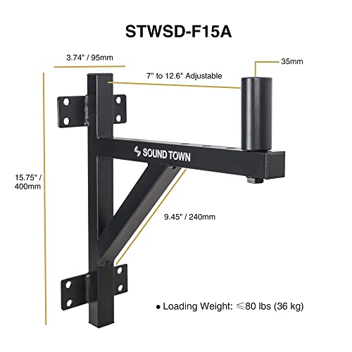 Sound Town 2-Pack Wall Mount Speaker Brackets, Fits 35mm Speaker Mounts (STWSD-F15A-PAIR) - size: 2-Pack Wall Mount, Fits 35mm