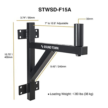 Sound Town 2-Pack Wall Mount Speaker Brackets, Fits 35mm Speaker Mounts (STWSD-F15A-PAIR) - size: 2-Pack Wall Mount, Fits 35mm