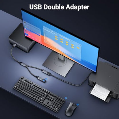 USB Splitter 1 in 2 Out, USB Splitter Cable, Double Dual Port Adapter for Charging, Power and Data, 2 Port HUB for Laptop, PC, Smart TV, Desktop Computer, Mac, PS5, PS4, Xbox, Keyboard, Mouse - size: 1 Pack