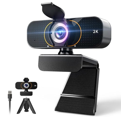 2K Webcam for Computer/Laptop/Desktop/PC, Camera with Microphone, USB Plug&Play, Auto Low Light Correction, Privacy Cover, Tripod, Wide Angle for Meeting/Online Video/Zoom - style: Updated 2K-GQ