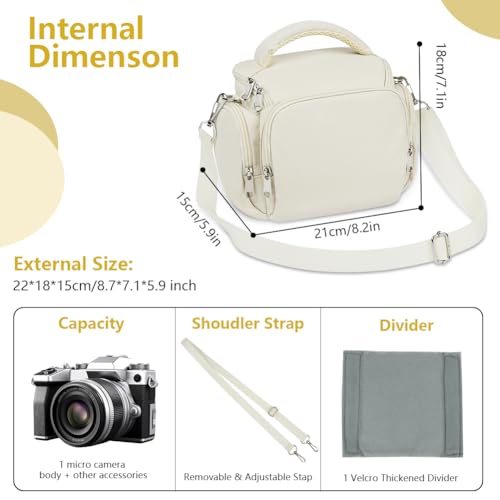 Ainiv DSLR Camera Bag, Waterproof Anti-Shock SLR Camera Case, Large Adjustable Shoulder Strap Camera Backpack, Portable Crossbody Single Shoulder Backpacks Compatible with Canon, Sony, Nikon, Beige - color: Beige