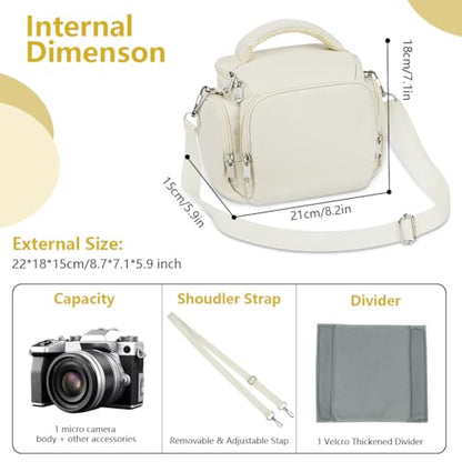 Ainiv DSLR Camera Bag, Waterproof Anti-Shock SLR Camera Case, Large Adjustable Shoulder Strap Camera Backpack, Portable Crossbody Single Shoulder Backpacks Compatible with Canon, Sony, Nikon, Beige - color: Beige