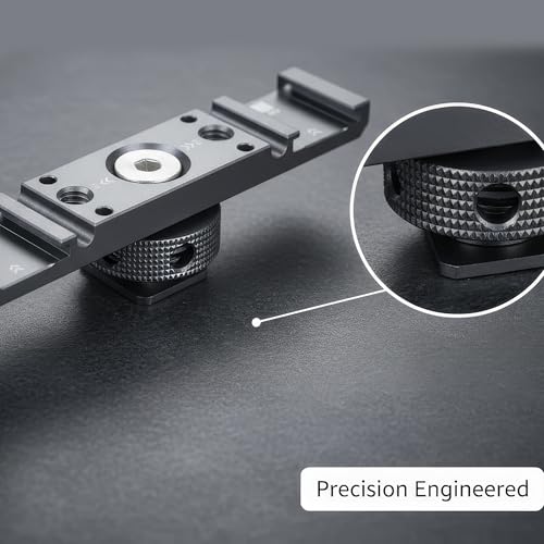 Dual Cold Shoe Mount, Aluminum Alloy Lightweight Camera Mount with Double 1/4 Inch Thread for Streaming, Content Creators, Studio Photography & Outdoor Vlogging