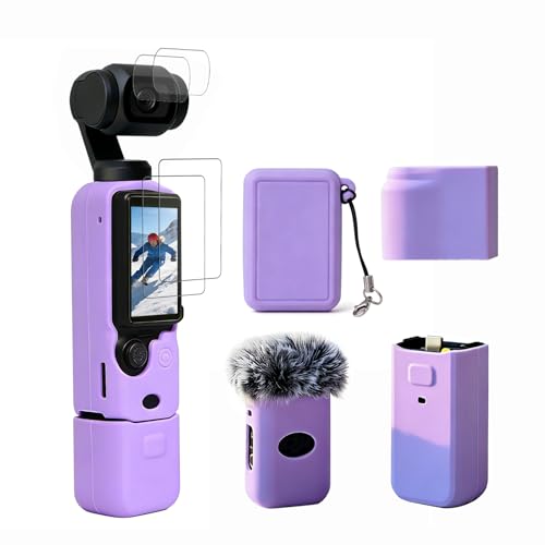 Case for DJI Osmo Pocket 3/Xtra Muse Camera, Soft Silicone Protective Case, Anti-Scratch, Slim Fit Skin with mic Cover and Screen Protector Accessories for Osmo Pocket 3/Xtra Muse (Lilac) - color: Lilac
