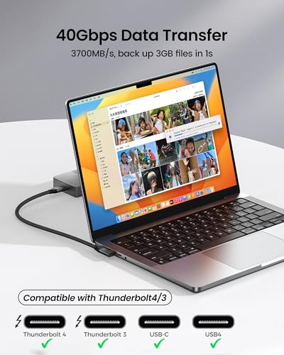 Silkland Right Angle USB 4 Cable for Thunderbolt 4 [4FT/1.2M], 40Gbps Data Sync, 8K/5K@60Hz, 240W Fast Charging, 90 Degree USB C Thunderbolt Cable, Compatible for MacBook, iPhone 17, iPad, SSD, Dock - size: 4 Feet