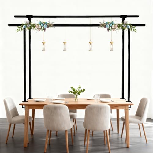 Beyeutao Over The Table Rod Stand with Clamps 16"-87" Length 30"-45" Height Adjustable Balloon Arch Stand Black Table Arch Hanging for Photography Wedding Birthday Party Decoration - color: Black, size: 16-87 Inches (2 Pack)