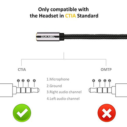 DUKABEL Gold-Plated & Strong Braided Y Splitter Audio Cable - Separate Microphone & Headphone Port Gaming Headset Earphone Adapter - TopSeries (12inch / 30cm) - size: 12 inches