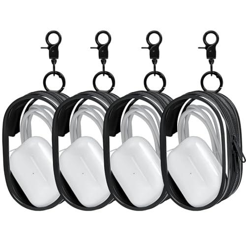 Linsaner Storage Bag for Organizing Data Cables, Earphone, Chargers, Keys, Change, Blind Box Doll Transparent Display Bag, Portable Multi-Function Storage (4Pack, Black*4) - color: C3-Black*4