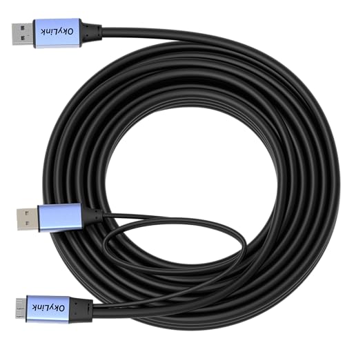OkyLink Active USB 3.0 A to Micro-B Cable, Male to Male, 5Gbps, 25ft | 8M, 3.2 Gen 1, for External Hard Drive HDD SSD - color: Gray USB3.0, size: 25ft (8m)