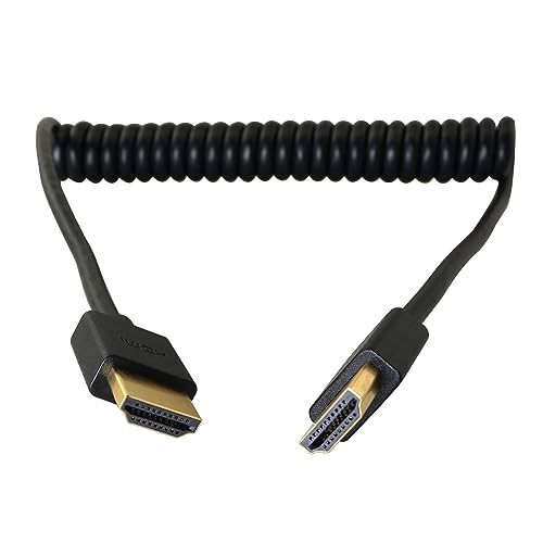 HDMI to HDMI Coiled Cable HDMI to HDMI Adapter Coiled Cable, 4.5mm/0.17inch OD 1.5m Length 4K Coiled Cable, HDMI Extender Cable, Coiled HDMI Extension Cable Cord
