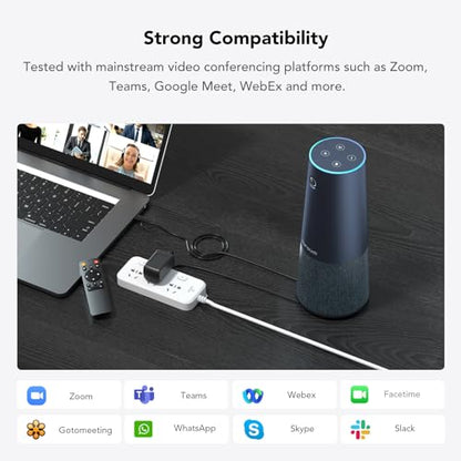 NUROUM C40(2nd Gen) 2K Video Conference Webcam with Microphone and Speaker, 5X Zoom, 4 Noise Cancelling Mics Conference Room Camera, 120°Ultra Wide Angle, 16ft Voice Pickup, for Zoom/Skype/Teams