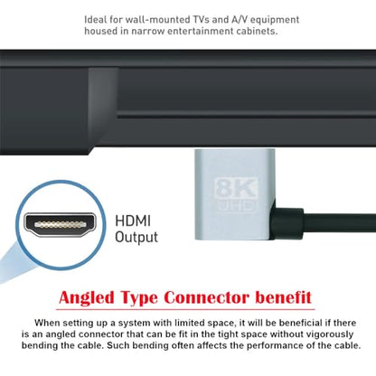 Cable HDMI 2.1 Male to HDMI Male 8K 60hz Stretch Coiled Cable Right Angled 90 Degree for HDTV Computer Laptop Monitor - style: HDMIRight Angled