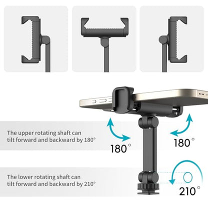 Phone Tripod Mount Holder for iPhone - 2 Cold Shoe and 1/4" Screw, 360° Rotates and 180° Tilts Compatible for iPhone Android Sony Canon DJI Ronin S/SC Zhiyun Gimbals