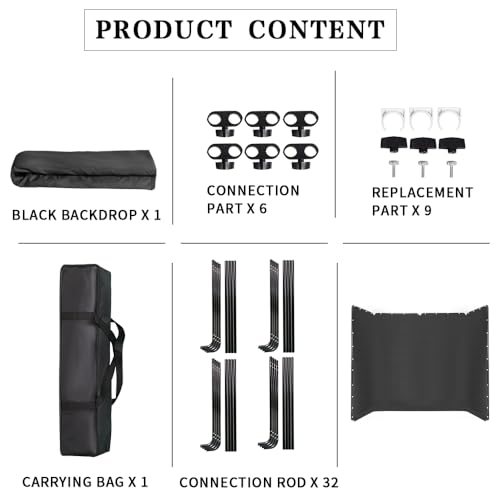 13.12ft * 7.87ft Portable Black Screen Large Screen Cutout Background wall Photography Backdrop Black Screen Support System, Suitable for Live Streaming, Character Shooting, Weddings, Video Studios
